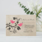 Ansprechkarte für rosa Blumenlähmung RSVP Karte (Stehend Vorderseite)