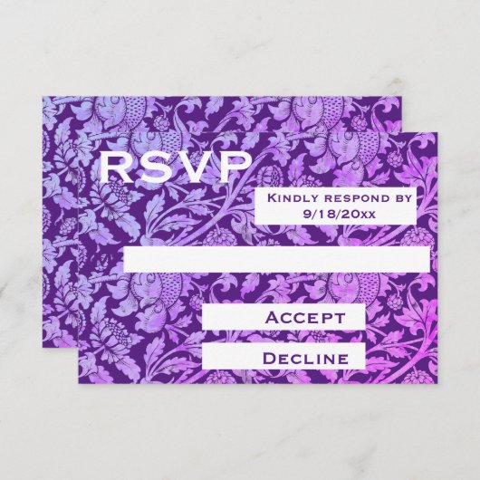 Ansprechkarte für Vintage Blumenmuster RSVP Karte (Vorne/Hinten)