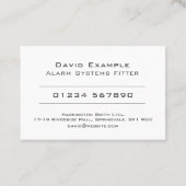 Ansprechpartner für die Alarmanlage Visitenkarte (Rückseite)