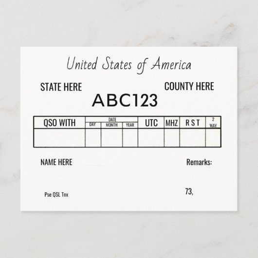 Ansprechpartner für Funkamateure der QSL-Karte Postkarte (Vorderseite)