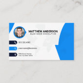 Ansprechpartner | Weltkarte | QR-Code | Blau Visitenkarte (Vorderseite)