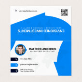 Ansprechpartner | Weltkarte | QR-Code | Blau Visitenkarten (Außenseite Aufgefaltet)