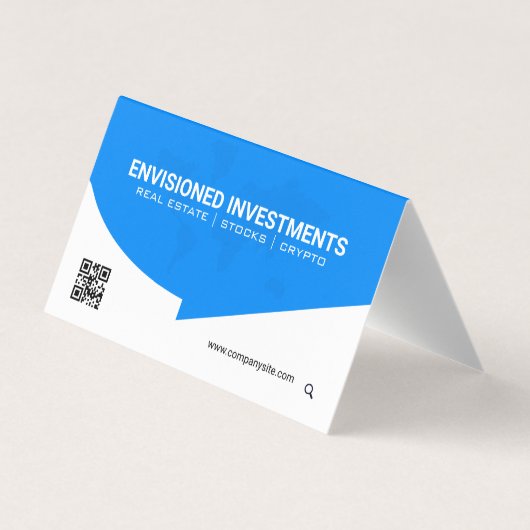 Ansprechpartner | Weltkarte | QR-Code | Blau Visitenkarten (Rückseite)