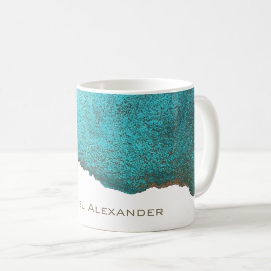 Anspruchsvolle Abstrakte Aquamarine Schwarze Tinte Kaffeetasse (VorderseiteRechts)
