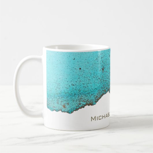 Anspruchsvolle Abstrakte Aquamarine Schwarze Tinte Kaffeetasse (Links)