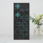 Anspruchsvolle Black and Aqua Engagement Party Einladung (Stehend Vorderseite)