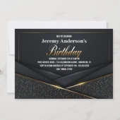 Anspruchsvolle Black Gold Geburtstagsparty Einladung (Vorderseite)