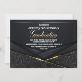 Anspruchsvolle Black Gold Graduation Party Einladung (Vorderseite)