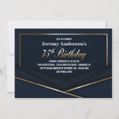 Anspruchsvolle Blue Gold 75. Geburtstagsparty Einladung (Vorderseite)