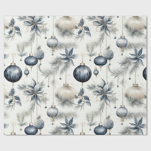 Anspruchsvolle Blue & Gold Weihnachten Geschenkpapier (Flach)