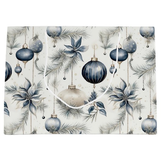 Anspruchsvolle Blue & Gold Weihnachten Große Geschenktüte (Vorderseite)