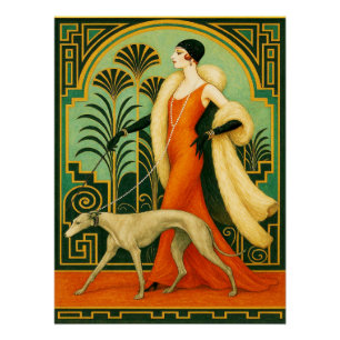 Anspruchsvolle Deko Lady mit Greyhound Poster/