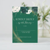 Anspruchsvolle Emerald Rose Hochzeit RSVP Karte (Stehend Vorderseite)