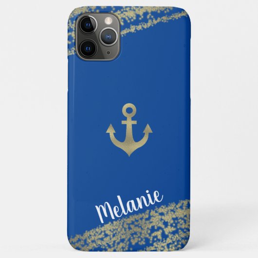 Anspruchsvolle Foil Gold Edges Sailor Marine Blue Case-Mate iPhone Hülle (Rückseite)