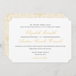 Anspruchsvolle Gold-Spitzen-Skripte für Hochzeitsf Einladung