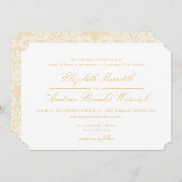 Anspruchsvolle Gold-Spitzen-Skripte für Hochzeitsf Einladung