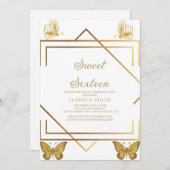 Anspruchsvolle Goldkalligraphie 16 . Geburtstag Einladung (Vorne/Hinten)