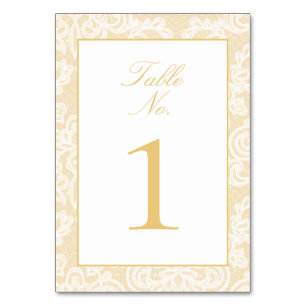 Anspruchsvolle Goldlace-Elegante Script-Hochzeit Tischnummer