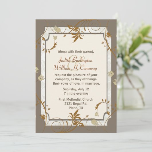 Anspruchsvolle Hochzeit im Herbst Einladung (Stehend Vorderseite)