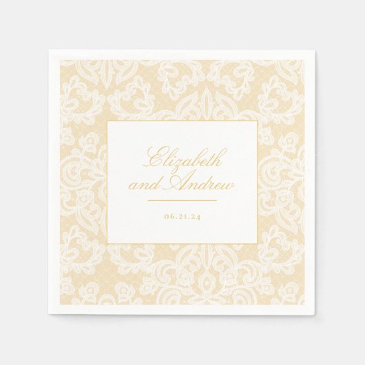 Anspruchsvolle Hochzeit mit Gold und Spitzen Serviette (Vorderseite)