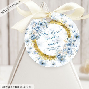 Anspruchsvolle Hochzeit mit Watercolor Light Blue Geschenkanhänger