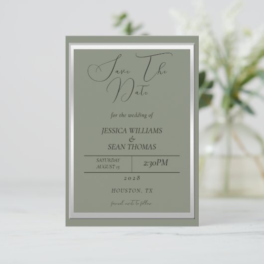 Anspruchsvolle Hochzeit & Silver Wedding Save The Date (Stehend Vorderseite)