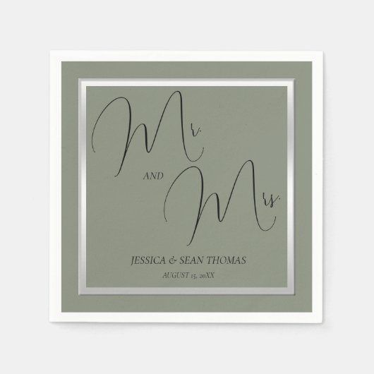 Anspruchsvolle Hochzeit & Silver Wedding Serviette (Vorderseite)