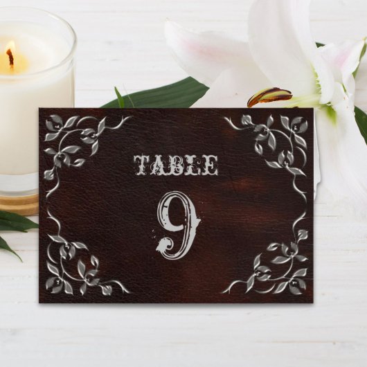 Anspruchsvolle Hochzeitskarte für Western-Tischnum