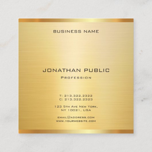 Anspruchsvolle Imitate Gold Elegantes Template Mod Quadratische Visitenkarte (Rückseite)