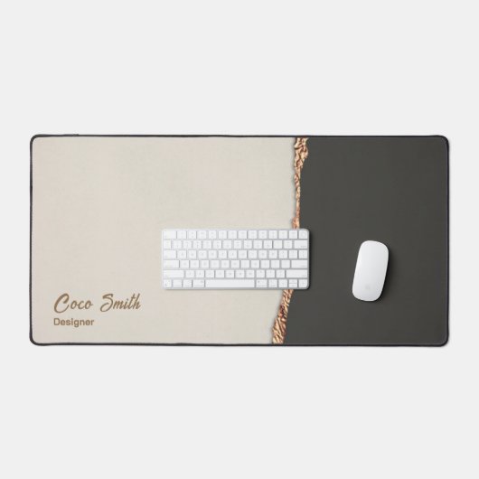 Anspruchsvolle Imitate Gold Foil Black & Tan Persö Schreibtischunterlage (Tastatur & Maus)