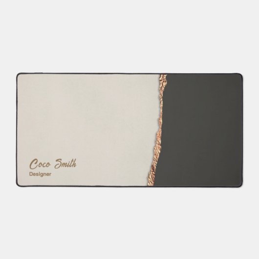 Anspruchsvolle Imitate Gold Foil Black & Tan Persö Schreibtischunterlage (Vorderseite)