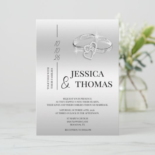 Anspruchsvolle Klasse, Silberhochzeiten Einladung (Stehend Vorderseite)