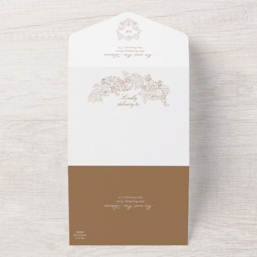 Anspruchsvolle Klassische Skripthochzeit All In One Einladung (Außenbereich)