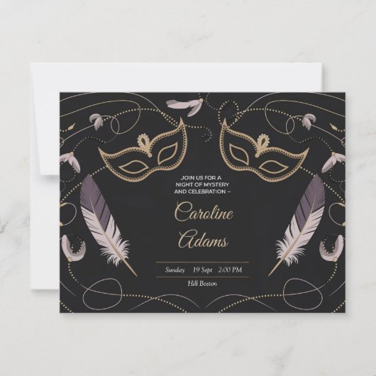 Anspruchsvolle Masquerade Geburtstagskarten Einladung (Vorderseite)