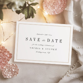 Anspruchsvolle, minimalistische Hochzeit spart das Save The Date