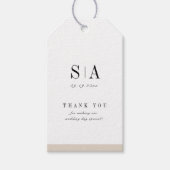 Anspruchsvolle, minimalistische Mongramm-Hochzeit Geschenkanhänger (Vorderseite)