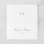 Anspruchsvolle, minimalistische Mongramm-Hochzeit Platzkarte (Außenseite Aufgefaltet)