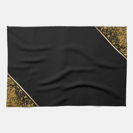 Anspruchsvolle Minimalistische Schwarz-Gold-Techni Geschirrtuch (Horizontal)