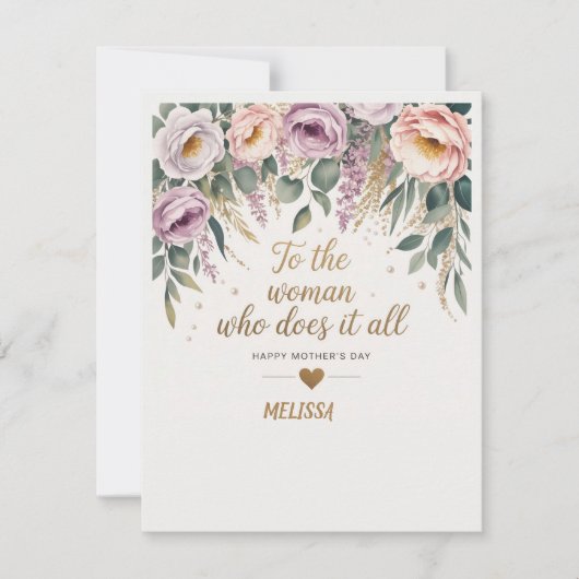 Anspruchsvolle Muttertagskarte Mitteilungskarte (Vorderseite)