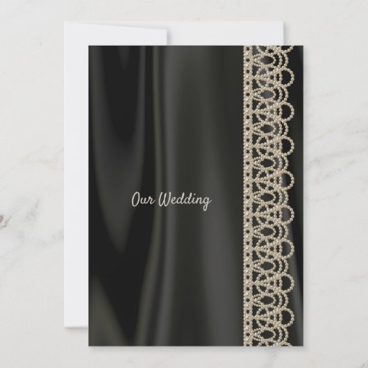 Anspruchsvolle Perlen und einladende Satin-Hochzei Einladung (Rückseite)