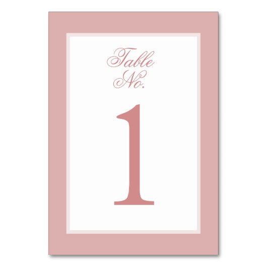 Anspruchsvolle Rosa und Rise Elegant Script Weddin Tischnummer (Vorderseite)
