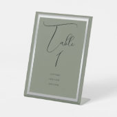 Anspruchsvolle Sage & Silver Wedding Tischnummer Sockelschild (Vorderseite)