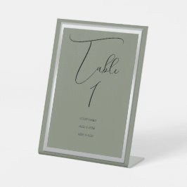 Anspruchsvolle Sage & Silver Wedding Tischnummer Sockelschild