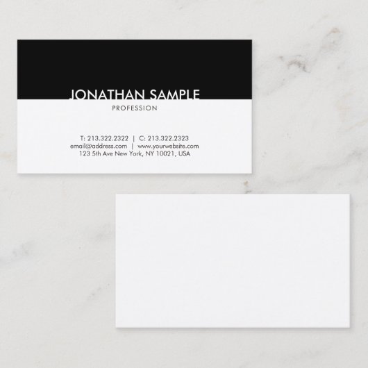 Anspruchsvolle Schwarz-weiße Berufliche Moderne Visitenkarte (Vorne/Hinten)