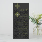 Anspruchsvolle schwarze und grüne engagierte Parte Einladung (Stehend Vorderseite)