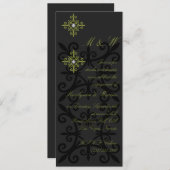 Anspruchsvolle schwarze und grüne engagierte Parte Einladung (Vorne/Hinten)