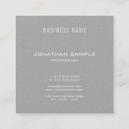 Anspruchsvolle Sleek Mit Monogramm Premium Gray Sc Quadratische Visitenkarte (Rückseite)