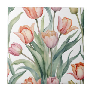 Anspruchsvolle Tulip mit Aquarellfarbe Fliese