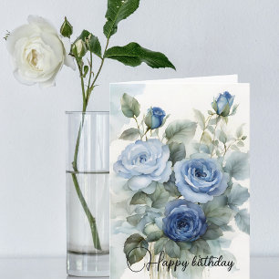 Anspruchsvolle Watercolor Blue Rose zum Geburtstag Karte