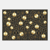 Anspruchsvolle Weihnachten in Gold, Schwarz und Gr Geschenkpapier Set (Vorderseite)
